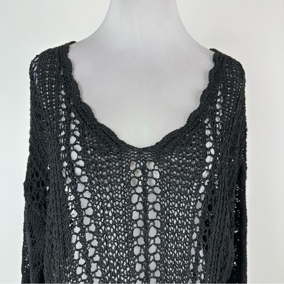 ZARA Black Open Knit Sweater Size Medium - Picture 2 of 7